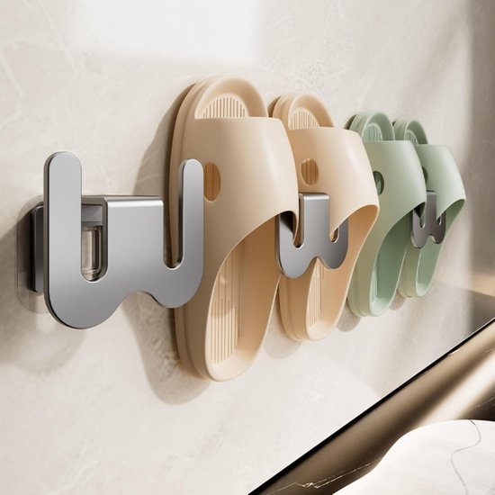 Set of 2 Self-Adhesive Shoe Racks - Space-Saving Storage Shelves - Suitable for bathrooms, bedrooms and RVs; perfect for storing slippers and sneakers（White）