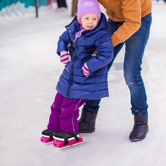 Adjustable Kids' Skates - Double Blade for Stability - With Straps & Shoe Size 16-21 - Black
