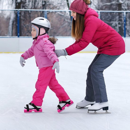 Adjustable Kids' Skates - Double Blade for Stability - With Straps & Shoe Size 16-21 - Blue