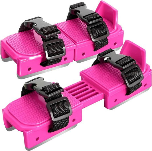 Adjustable Kids' Skates - Double Blade for Stability - With Straps & Shoe Size 16-21 - Pink