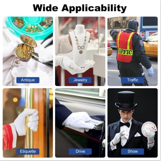 Gloves - 4 pairs - White cotton gloves - Suitable for dry hands - Can be worn while sleeping - High-quality cotton gloves - Unisex white gloves - Gloves with rounded corners