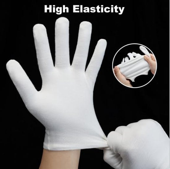 Gloves - 4 pairs - White cotton gloves - Suitable for dry hands - Can be worn while sleeping - High-quality cotton gloves - Unisex white gloves - Gloves with rounded corners