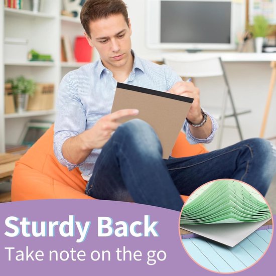 Coloured notepads, set of 3 writing pads 29.5 x 21.4 cm, with micro-perforation and sturdy back, broad lines, 50 sheets per pad, ideal for school, university, office and professional use (blue/pink/green)