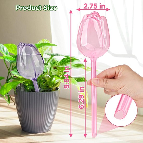 Automatic Watering Balls - 4 Pieces - Tulip-Shaped Automatic Watering Balls - Plant Waterers - Plastic Watering Balls - Suitable for Indoor and Outdoor Plants