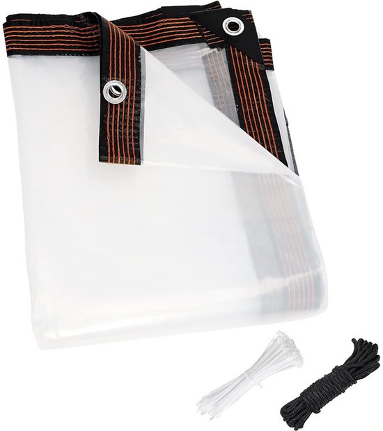 Transparent tarpaulin with eyelets, transparent tarpaulin for outdoor use, waterproof film, woven tarpaulin, canvas, awning, durable, weatherproof, multifunctional tarpaulin 1 x 3m