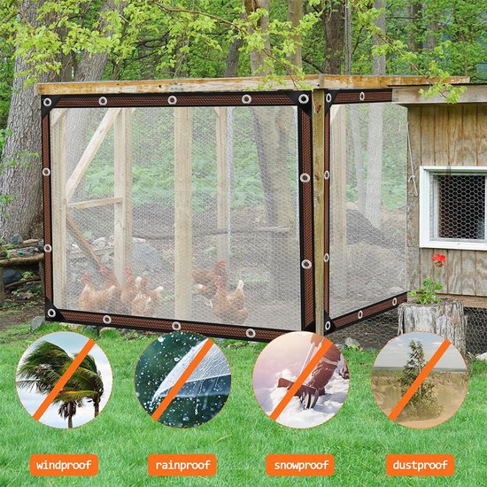 Transparent tarpaulin with eyelets, transparent tarpaulin for outdoor use, waterproof film, woven tarpaulin, canvas, awning, durable, weatherproof, multifunctional tarpaulin 1 x 3m