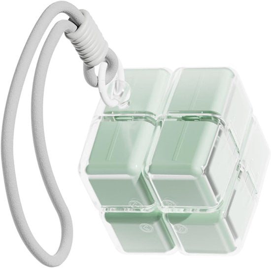Medicine box - 7-day medicine box - Weekly pill box - Portable pill box for travel - Easy to open - 8 compartments - For storing vitamins and medicines - Green