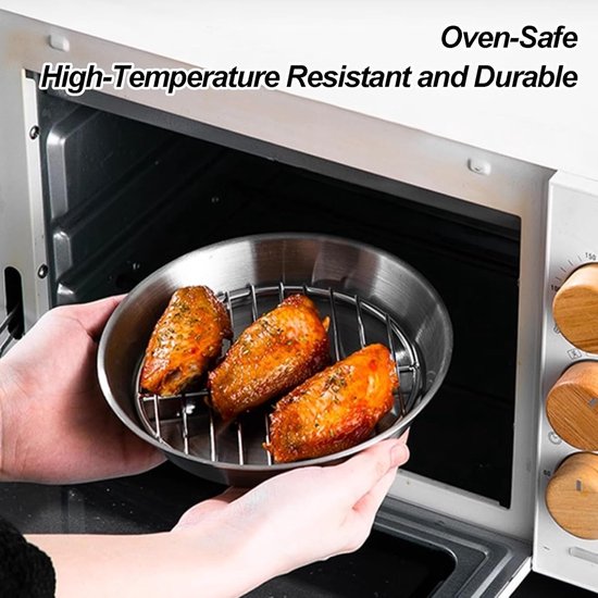Baking tray for air fryer - Air fryer baking pan - Air fryer accessories - Baking tray with rack - Made of 304 stainless steel - 20 cm