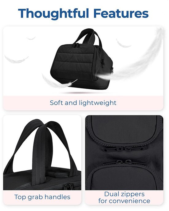 Multi-Zip Makeup Bag - Toiletry Bag - Spacious Storage, Organized Layered Design with Carry Handle - Ideal for Travel & Daily Use（Black）