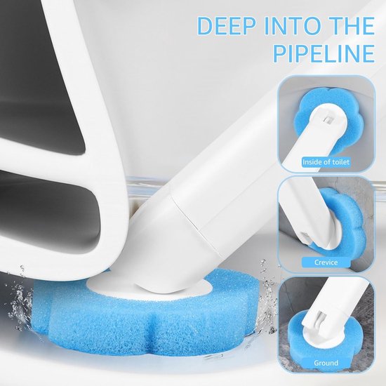 36 Piece Toilet Brush Replacement Heads - With Cleaning Solution & Fragrance - 360° Deep Cleaning - For Hard-to-Reach Corners