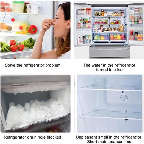 Refrigerator Drain Cleaner - For Cleaning the Refrigerator - Refrigerator Drain Hole, Cooling Tube, Drain Cleaner - Clogged Drain Cleaning Tool - Set of 8