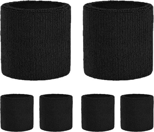 Tennis Sweat-Wicking Wristbands - 3 Pairs - Unisex - Adult - Thickened Elastic Wristband - French Terry - Sports Wristband - Suitable for the Gym