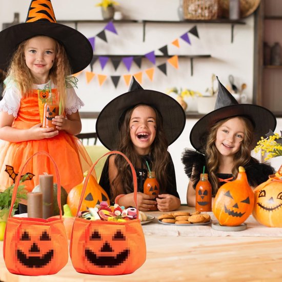2-Pack Halloween Pumpkin Candy Bags - Halloween Pumpkin Bag Magic Candy Bags - Candy Bags - Pumpkin Collection Bags - Suitable for Halloween Party Masquerade Decorations
