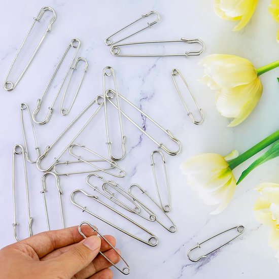 20 Safety Pins - Large Safety Pin Length - Heavy Safety Pins for Blankets, Kilts, Knitting, Crafts (63mm & 100mm)