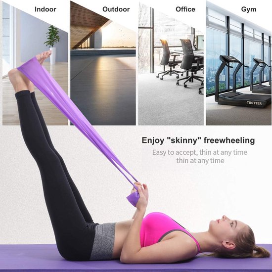 Set of 2 resistance bands - 1.5 m x 15 cm - Stretchable bands for yoga, pilates, strength training, physiotherapy and rehabilitation