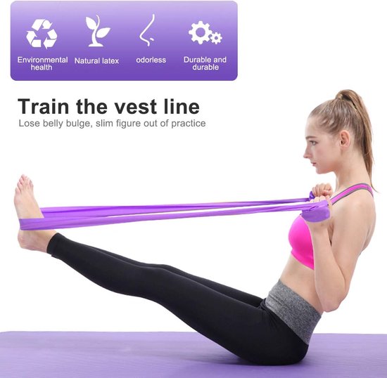 Set of 2 resistance bands - 1.5 m x 15 cm - Stretchable bands for yoga, pilates, strength training, physiotherapy and rehabilitation