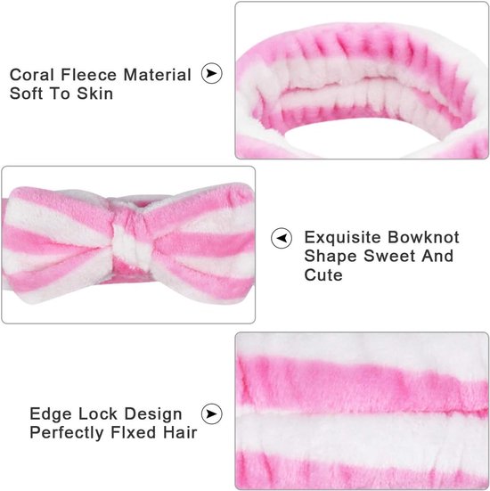 4-Piece Headbands for Women - Bow Headbands - Headbands - Suitable for Spa - Facial Cleansing - Makeup - Shower & Spa