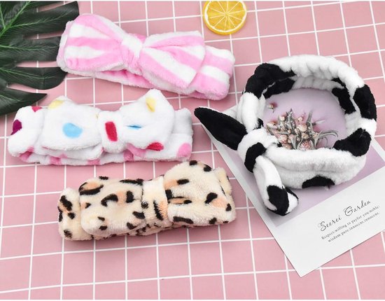 4-Piece Headbands for Women - Bow Headbands - Headbands - Suitable for Spa - Facial Cleansing - Makeup - Shower & Spa