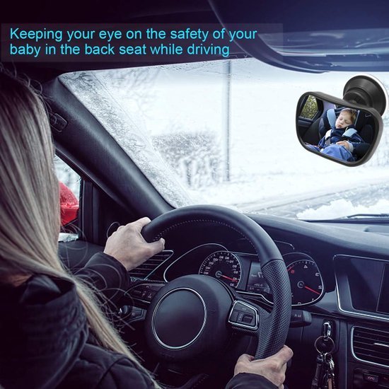 Car rearview mirror - 1 mirror with 2 brackets - Backseat baby car rearview mirror - Child rearview mirror - Child safety mirror - Adjustable car rearview mirror - 360° rotatable