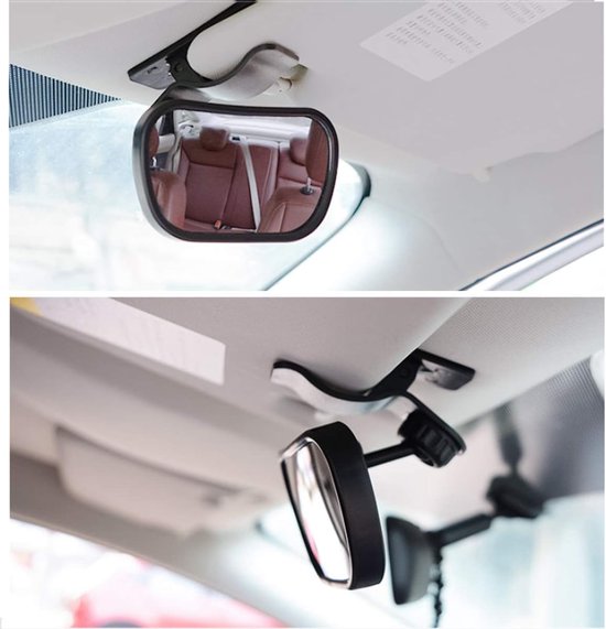 Car rearview mirror - 1 mirror with 2 brackets - Backseat baby car rearview mirror - Child rearview mirror - Child safety mirror - Adjustable car rearview mirror - 360° rotatable