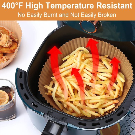 100 Airfryer Baking Pans - Round Baking Pans 23cm - Food Safe - BPA Free - Non-Stick Airfryer Pans - Easy to Clean - Suitable for Airfryers from 3-8 litres
