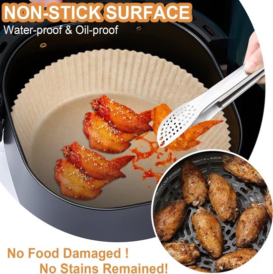 100 Airfryer Baking Pans - Round Baking Pans 23cm - Food Safe - BPA Free - Non-Stick Airfryer Pans - Easy to Clean - Suitable for Airfryers from 3-8 litres