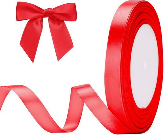 Gift Wrap - 22m Long Red Satin Ribbon - 10mm Wide - Suitable for Gift Wrapping, Valentine's Day Decorations, Heavy Fabrics - Handmade and Wedding Decorations