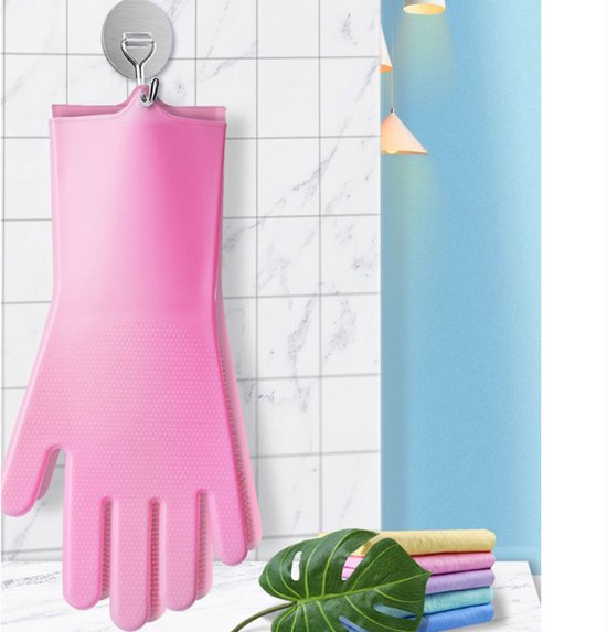 Dishwashing gloves - silicone gloves - gloves - dishwashing - kitchen gloves - rubber dishwashing gloves - dishwashing gloves - frost-resistant gloves - pink