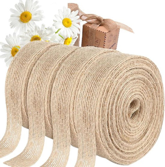 4 rolls of jute ribbon, 2 cm long - vintage style - total length 40 meters - gift box - party and wedding decoration - DIY crafts - gift wrapping - party gift ribbon