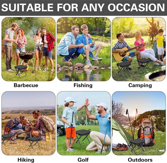 Folding Chair - Fishing Stool - Camping Folding Stool - Mini Folding Chair - Outdoor Folding Chair - Suitable for Travel, Picnics, Hiking, Fishing, Gardening (Black)