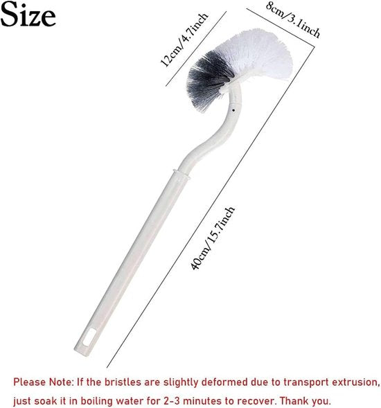 Toilet brushes - (2 pieces) - Toilet brush with rim cleaning brush - Curved toilet brush - Hanging toilet brush - S-shaped curved toilet brush