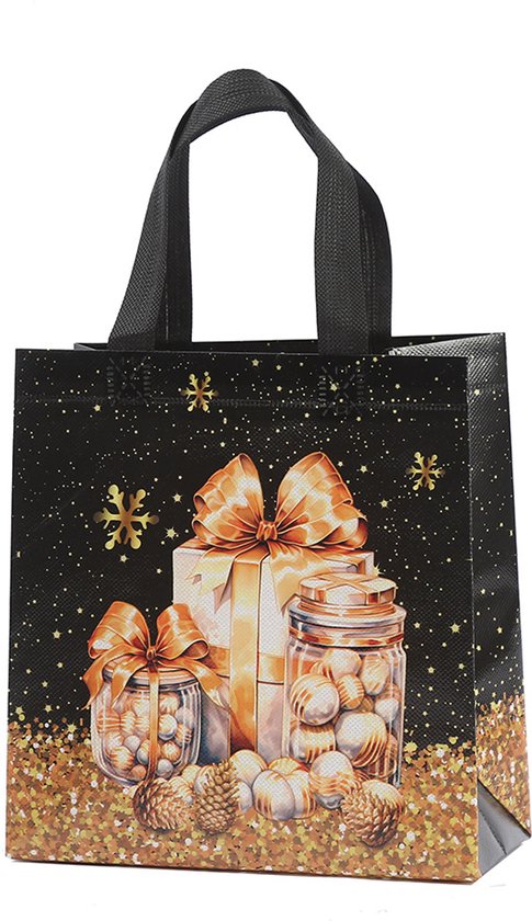 Gift Bags - Packaging Bags - Christmas Gift Bags - Foldable Laminated Waterproof Bags - Black - Candy Packaging Bags - Christmas Gift Bags - 23*22*11cm