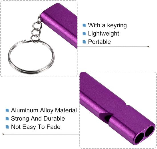Emergency Whistles - Set of 2 - Emergency Whistles - Whistles - Safety Whistles for Survival - With Key Ring - Suitable for Camping, Hiking and Boating