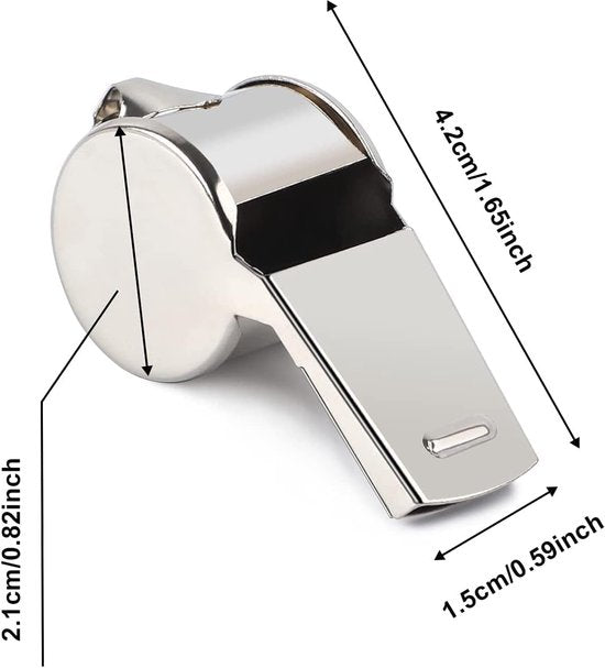 Whistles - Set of 6 - Emergency whistles - Stainless steel whistles - Metal whistles with lanyard - Coach whistles with lanyard - Sports whistles - Loud and clear whistles for referees - Emergencies in training halls