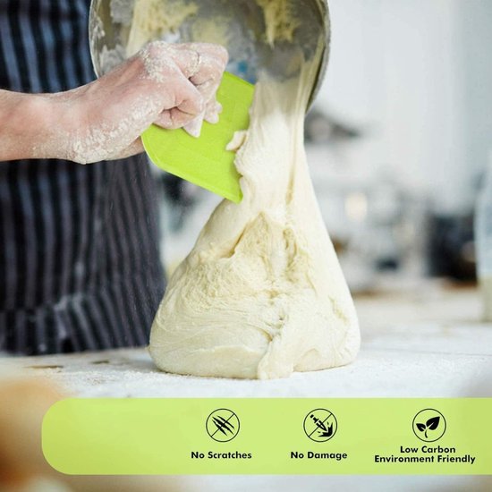 Dough Scraper - 3-Piece - Bread Scraper - Flexible Bowl Scraper - Home Baking Supplies - Green and White