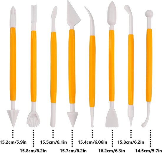 Fondant Modeling Tools - Set of 8 - Decorative Fondant Tools - Decorating Tools - Double-Sided Decorating Tools - Suitable for fondant, baking, clay, modeling, etc.