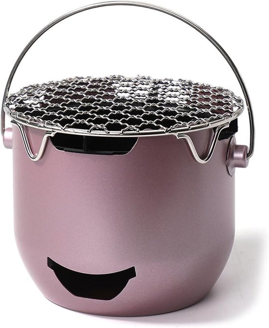 Grill - Portable Charcoal Grill - Mini Stainless Steel Charcoal Grill - Small Outdoor Grill - Suitable for Camping, Backyard BBQs, RVs and Picnics (Purple)