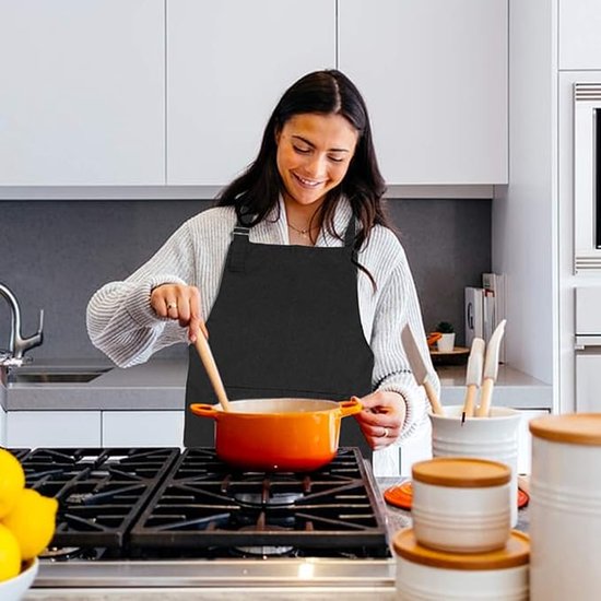 Apron - 1 piece - Cooking apron - Cotton apron - Apron - Work apron - Black cotton apron