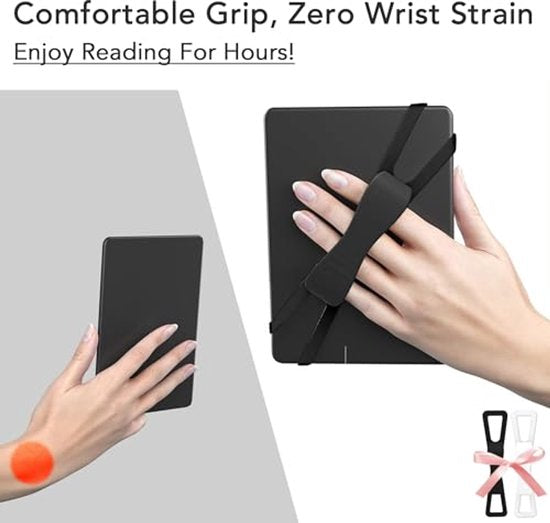 2-Pack Hand Rests for E-Readers & Tablets - Non-Slip & Comfortable to Hold - Suitable for 4.7-8 Inch Screens - Black + White