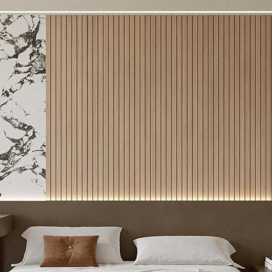 Self-adhesive 3D Wall Panel - Brown Oak Look - PVC Plank 300x40 cm for Wall & Ceiling - Soundproof