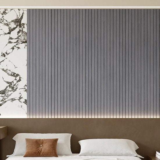 Self-adhesive 3D Wall Panel - Gray Oak Look - PVC Plank 300x40 cm for Wall & Ceiling - Soundproof