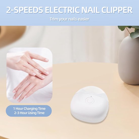 Electric Nail Clipper - Automatic with 2 Speeds & LED Light - Rechargeable via USB-C - For Children and Adults