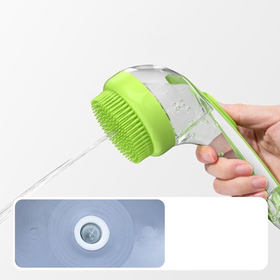 Dog Wash Brush with Soap Dispenser - Long Handle & Soft Massage Head - For Efficient Coat Care
