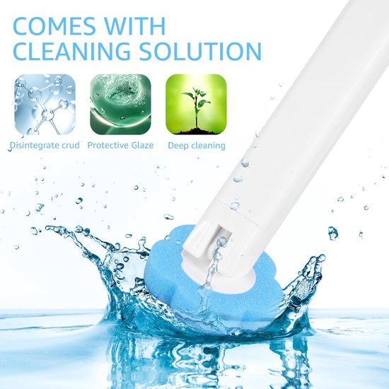Toilet Brush Set with 24 Replaceable Heads - 360° Cleaning & Pre-assembled Cleaning Solution - Includes Storage Station