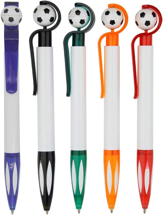 5-Pack Football Ballpoint Pens - Retractable & Non-Slip Grip - 1.0mm Black Ink for Smooth Writing
