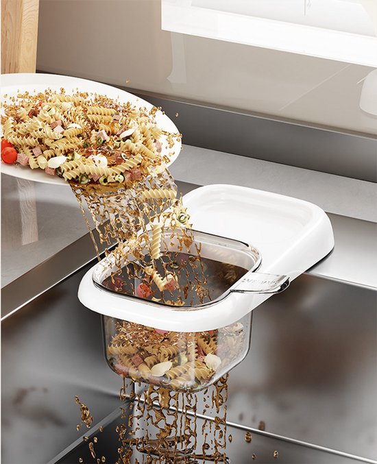 Sink Strainer & Drip Rack - With Suction Cup & Removable Strainer Tray - For Vegetables & Food Leftovers - White
