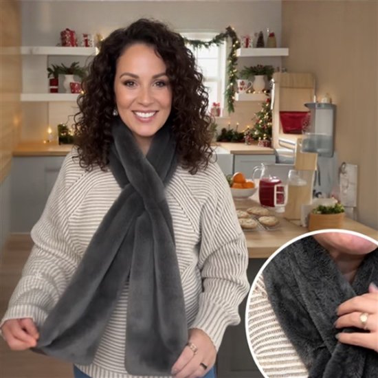 Scarf with Concealed Zipper Pocket - Secure Storage Pocket for Keys & Cards - Downy Soft & Warm - Gray