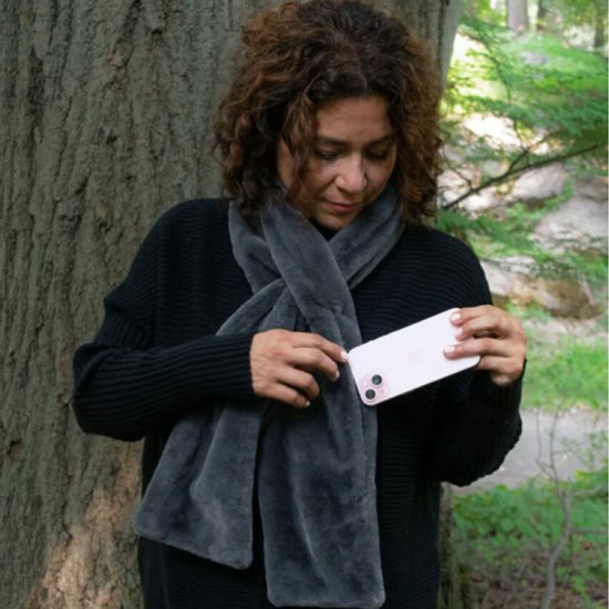 Scarf with Concealed Zipper Pocket - Secure Storage Pocket for Keys & Cards - Downy Soft & Warm - Gray