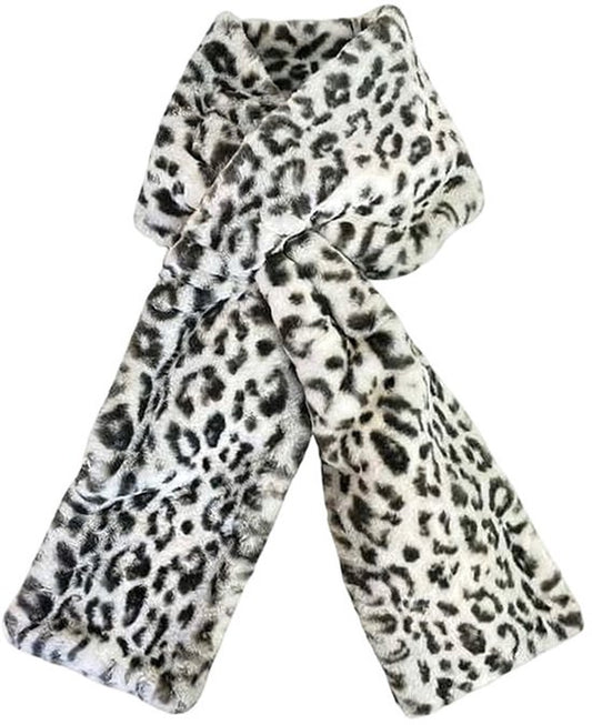 Scarf with Concealed Zipper Pocket - Secure Storage Pocket for Keys & Cards - Downy Soft & Warm - Leopard Print