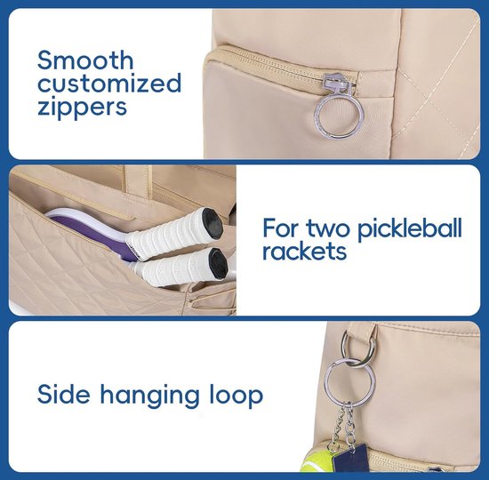 Tennis Bag – Extra Large Sports Bag with Shoe Compartment – Suitable for 2-4 Rackets – Waterproof and Lightweight – Unisex（Beige）